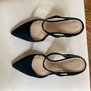 Ann Taylor black suede backless heels size 6.5